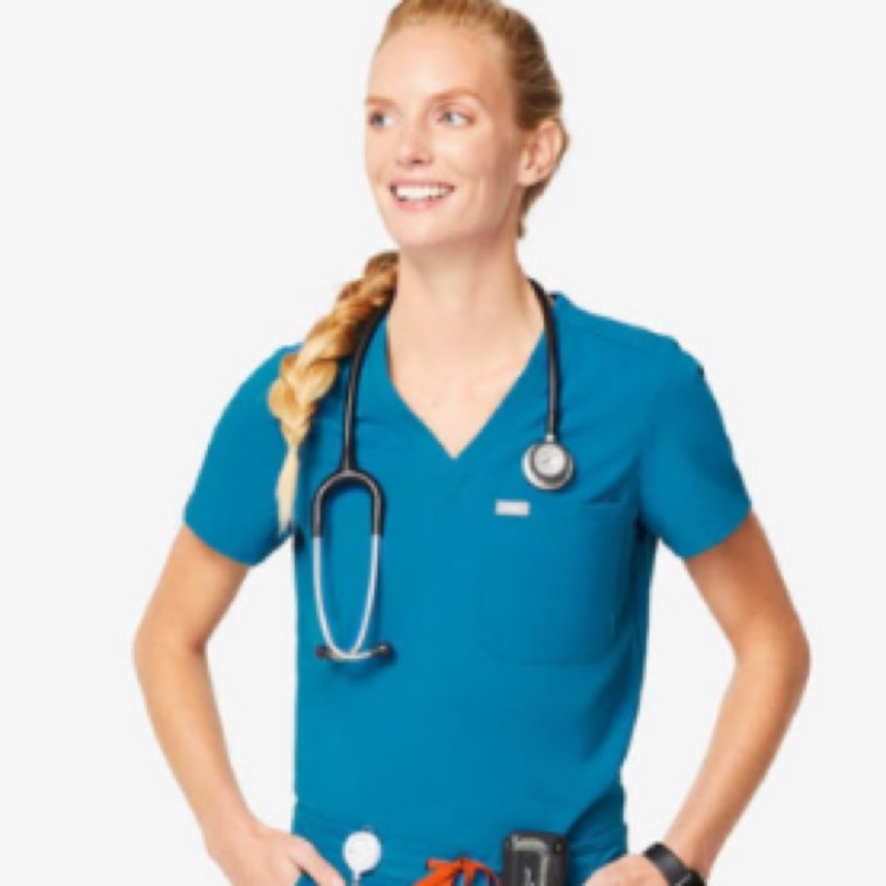 Figs Alps Blue Catarina scrub top